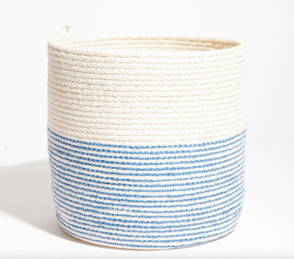 Blue Jute Stripe Coiled Rope Planter
