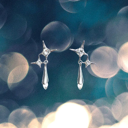 Double Cz Stella Drop Earrings